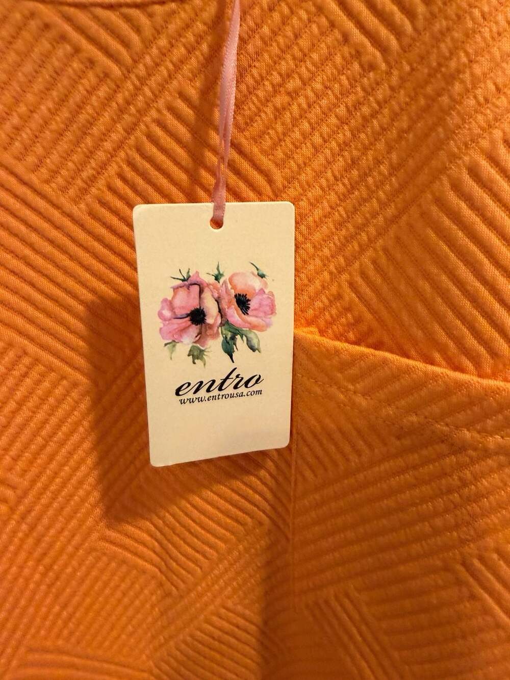 NWT Entro Boutique Orange Textured Shift Dress w/ Pocket Sz XL - Picture 3 of 5